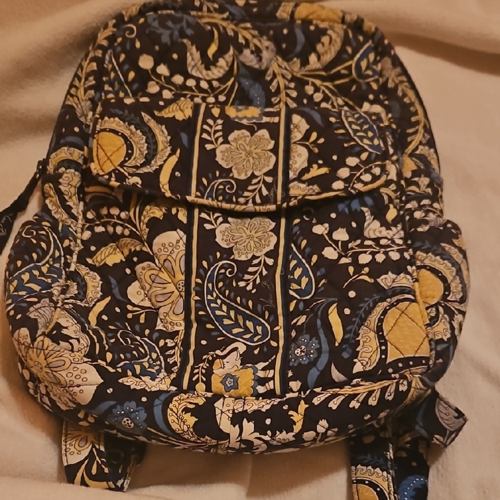 Vera Bradley Blue and Yellow Paisley Backpack